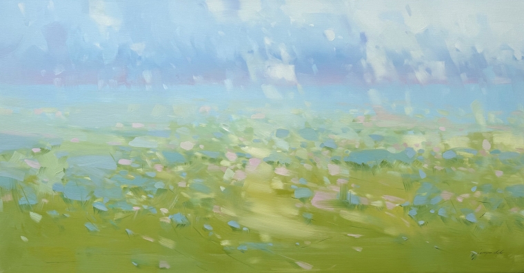 Blossom Field, Original oil Painting, Handmade artwork, One of a Kind                 